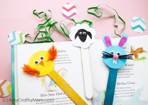 This Easter, have some fun making some Popsicle Stick Easter Crafts - Bunny, Chick and Sheep. Use them as bookmarks or decor or gift them to your friends! Crafts For Easter, Påskeaktiviteter For Barn, Chick Craft, Easter Craft Activities, Kids Holidays, Yellow Crafts, Easter Crafts For Toddlers, Bunny Templates, Sheep Crafts