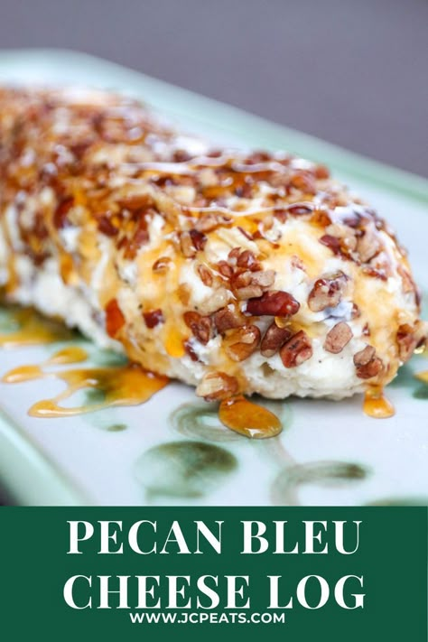 Pecan Bleu Cheese Log: Southern Appetizers Blue Cheese Cheese Ball Recipes, Blue Cheese Cheese Ball, Blue Cheese Ball Recipe, Bleu Cheese Recipes, Cheesy Balls, Cheese Log Recipes, Cheese Logs, Southern Appetizers, Kentucky Food