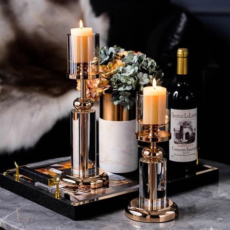 Crystal candle holders decor