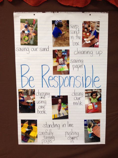 Responsibility Preschool Activities, Responsibility Poster, Safety Activities, Curriculum Preschool, Baby Ads, Summer Camp Activities, Camp Activities, Classroom Anchor Charts, Be Responsible