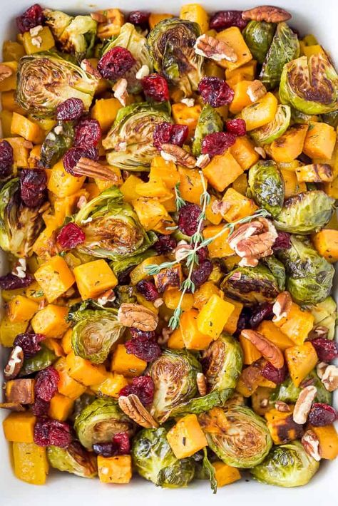 Vegan Butternut Squash Soup, Allergy Recipes, Brussels Sprouts Salad, Cut Butternut Squash, Seasonal Eating, Sprout Salad, Random Recipes, Squash Salad, Thanksgiving 2020