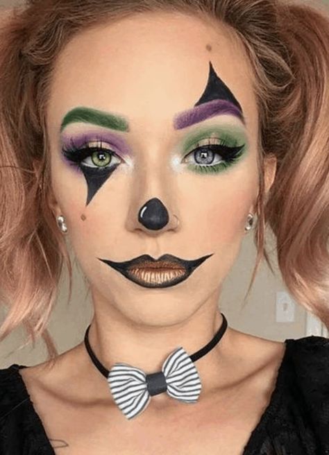 Easy Halloween Makeup Ideas, Halloween Makeup Clown, Halloweenský Makeup, Easy Halloween Makeup, Cute Halloween Makeup, Cool Halloween Makeup, Makeup Simple, Costumes Diy, Halloween Eye Makeup