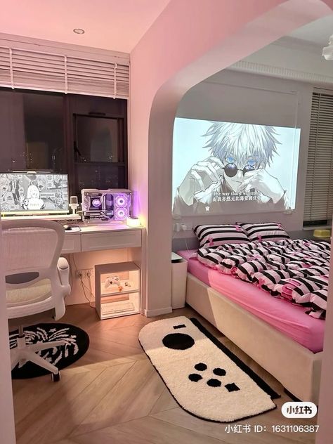 Big Gaming Room Setup, Bedroom Cosy, Bluetooth Projector, Bedroom Interior Design Ideas, Mirror Bedroom, Mini Projector, Movie Projector, Future Apartment Decor, Room Redesign