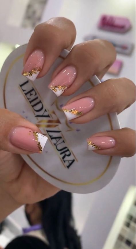 Silk Nails, Gold Acrylic Nails, Manikur Kuku, Acrylic Toe Nails, Gold Nail, Work Nails, Short Square Acrylic Nails, Acrylic Nails Coffin Pink, Acrylic Nails Coffin Short