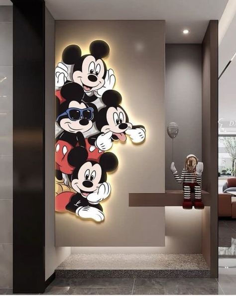 Mickey Mouse Room Ideas Boys, Disney Bathroom Ideas, Mickey Mouse Wall Art, Mickey Bathroom, Mickey Mouse Room, Mickey Mouse Ideas, Mickey Mouse Bedroom, Stylish Bedroom Ideas, Casa Disney