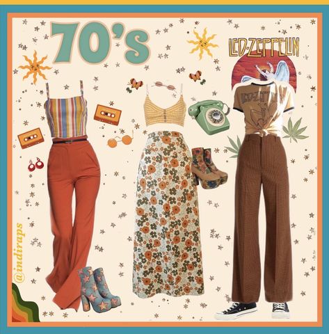 Fashion Inspo Outfits Short People, Groovy Inspired Outfits, 70s Outfits Party 1970s Vintage Fashion, 70s Baddie Outfits, 70s Outfit Moodboard, 70s Vibes Aesthetic Outfit, Summer 70s Fashion, 70s Aesthetic Clothing, 70 Inspired Outfits Summer