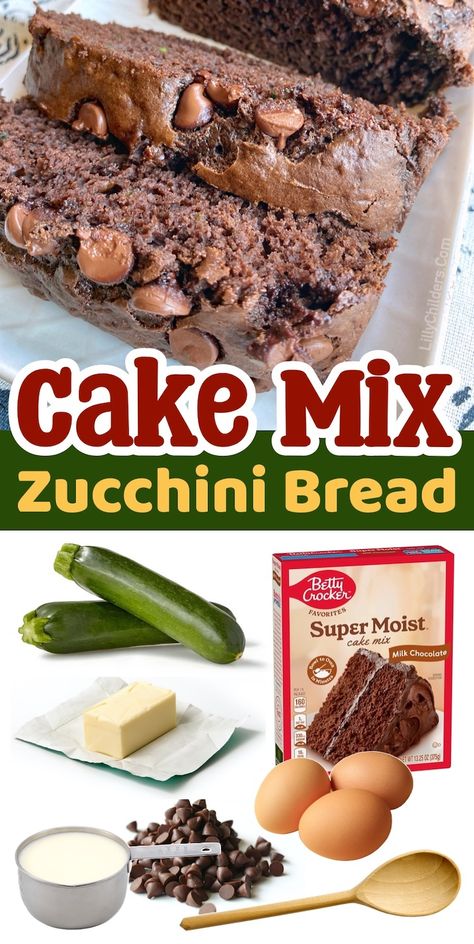 Super Moist Double Chocolate Zucchini Bread (Made with Cake Mix!) Double Chocolate Oatmeal Zucchini Bread, 3 Ingredient Zucchini Bread, Zucchini Bread With Spice Cake Mix Easy, Zucchini Bread With Yellow Cake Mix Easy, Chocolate Zucchini Bread Recipes Moist, Easy Zucchini Desserts, Crockpot Zucchini Bread, Zucchini Cake Recipes Moist Easy, Large Zucchini Recipes Baking