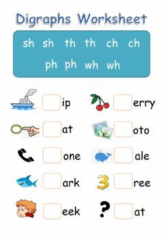 Digraphs - SH, TH, CH, PH, WH Language: English Grade/level: 3,4 School subject: English as a Second Language (ESL) Main content: Phonics Other contents: consonants 1st Worksheets, Ch Worksheet, Wh Digraph Worksheets, Phonics Blends Worksheets, Phonics Rhymes, Consonant Blends Worksheets, Digraphs Worksheets, Bengali Poems, Cvc Worksheets