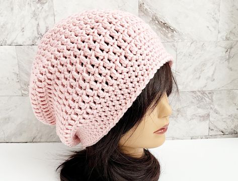 Crochet Handmade Beanie | Relaxed-Fit Slouch Hat | Warm & Casual | Soft Yarn, Perfect for Winter | Women's Teen | Pink  Textured Beanie Gift by StitchScriptStudio on Etsy Crochet Bonnet, Crochet Slouchy Beanie, Pink Products, Handmade Beanies, Slouch Hat, Color Blush, Fit Details, Slouchy Hat, Slouchy Beanie