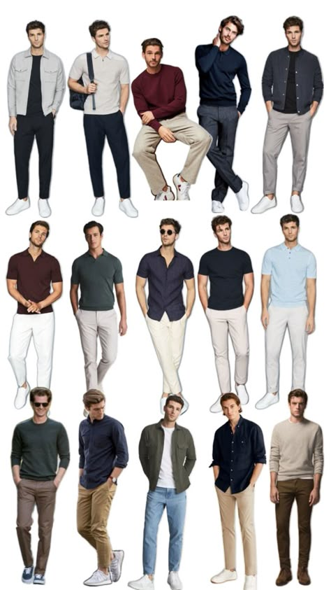 Summer/ autumn / spring outfits for men 2024 mood board Men’s Semi Casual Outfits, Men Outfit Semi Formal, Men’s Semi Formal Outfit, Smart Casual Work Outfit Men, Smart Casual Summer Outfits, Mens Casual Work Clothes, Semi Formal Men Outfit, Spring Outfits For Men, Casual Outfits Men