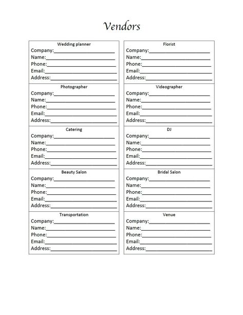 A digital document to help you organize your vendors contact information on the day of your wedding. Edit the vendors to fit your needs and included is a second page to add extra vendors. Wedding Vendor List Template, Wedding Vendors List, List Of Wedding Vendors Needed, Wedding Vendors Checklist, Wedding Planning Templates, Becoming An Event Planner, Starting An Etsy Business, Wedding Edit, Event Planning Template