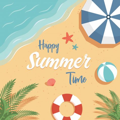 Summer Poster Ideas, Cute Summer Illustration, Summer Illustration Design, Happy Summer Holidays, Time Background, Summer Text, Summer Illustrations, Summer Frame, Summer Font