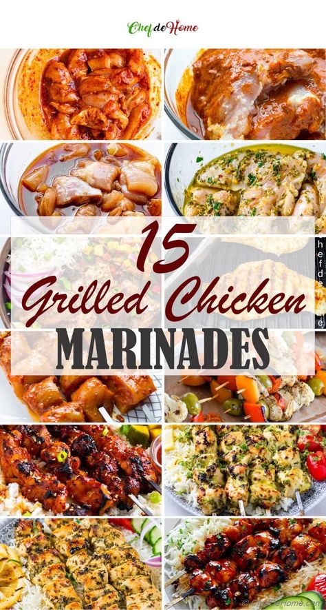 Grilled Chicken (and Marinade) Recipes Meals | ChefDeHome.com Grilled Chicken Marinades, Marinated Chicken Breast Recipes, Grilled Chicken Breast Marinade, Delicious Chicken Marinade, Quick Chicken Marinade, Easy Marinated Chicken, Grilled Chicken Marinade Recipes, Chicken Breast Marinade Recipes, Bbq Chicken Marinade