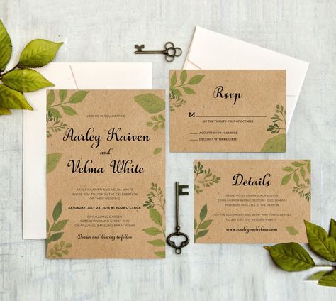 Rustic Wedding Invitations with RSVP Cards Kraft Paper Wedding Invitations Set Save the Date Menu Cards Kraft Paper Invitations, Wedding Invitations With Rsvp, Wedding Invitations Set, Paper Wedding Invitations, Kraft Paper Wedding, Rustic Wedding Invitations, Marriage Invitations, Paper Wedding, Cheap Wedding Invitations