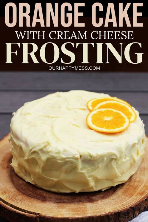 Homemade Orange Cake Recipe, Homemade Orange Cake, Orange Cake Recipe Moist, Citrus Cake Recipe, Fresh Orange Cake, Orange Cream Cake, Orange Layer Cake, Moist Orange Cake, Orange Cream Cheese Frosting