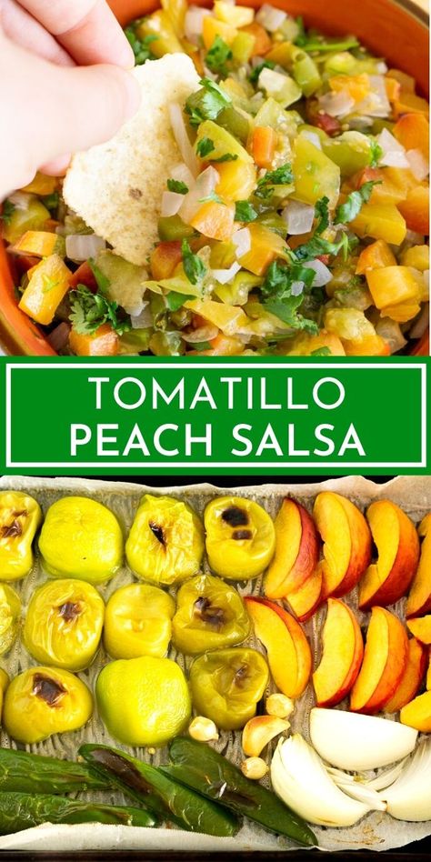 Sweet Tomatillo Salsa, Peach Tomatillo Salsa, Tomatillo Dinner Recipes, Recipes That Use Tomatillos, Tomatillo Recipes Salsa, Green Tomatillo Recipes, Recipes For Tomatillos, Tomitillo Recipes Roasted, Tomatillo Canning Recipes