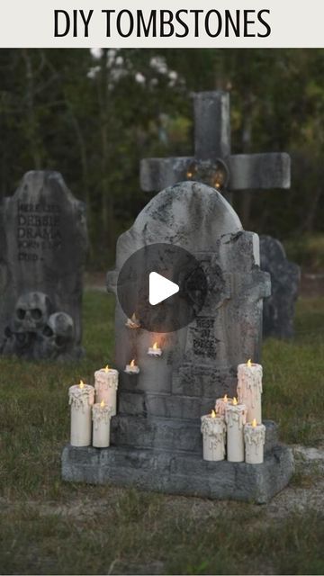 21K likes, 372 comments - thenavagepatch on October 2, 2022: "DIY Cemetery Grandin Road Tombstone Dupe! #halloween #halloween2022 #dollartree #dollartreediy #dollartreeprojects #dollartreecrafts #dollartreehalloween #halloweekend #halloweenvibe #spookyseason #halloweenvibes #halloweenishere #halloweenathome #halloweencrafts #halloweendiy #thisishalloween #halloweenprops #dollartreehacks #halloweenlook #halloweeniscoming #cemetery #grandinroad #dupe #dupes #knockoff #thenavagepatch". Diy Gravestone Halloween Foam, Dollar Tree Tombstone Makeover, Halloween Diy Tombstones, Diy Cemetery Halloween, Tombstone Diy Halloween, Diy Tombstones Halloween Outdoor, Diy Halloween Gravestones, Diy Headstones Halloween, Diy Gravestone Halloween