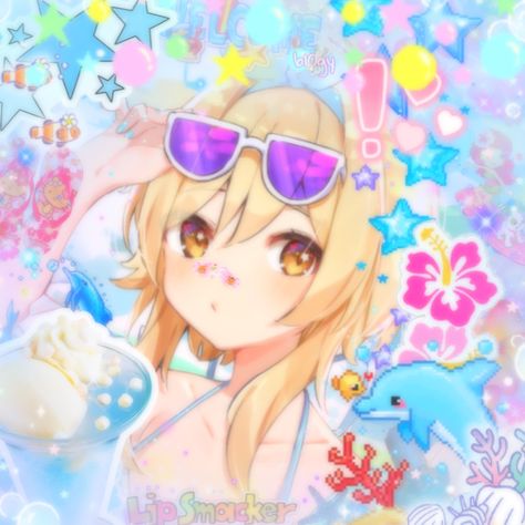 Tropical Gyaru Pfp, Tropical Gyaru, Summer Pfp, Anime Beach, Tropical Core, Discord Nitro, Emotes Discord, Hawaii Flowers, Ocean Island