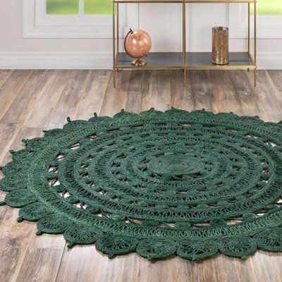 Green Circle Rug, Macrame Rugs, Breezy Style, Jute Round Rug, Circular Rugs, All Modern Rugs, Jute Area Rug, Green Color Schemes, Rugs Uk