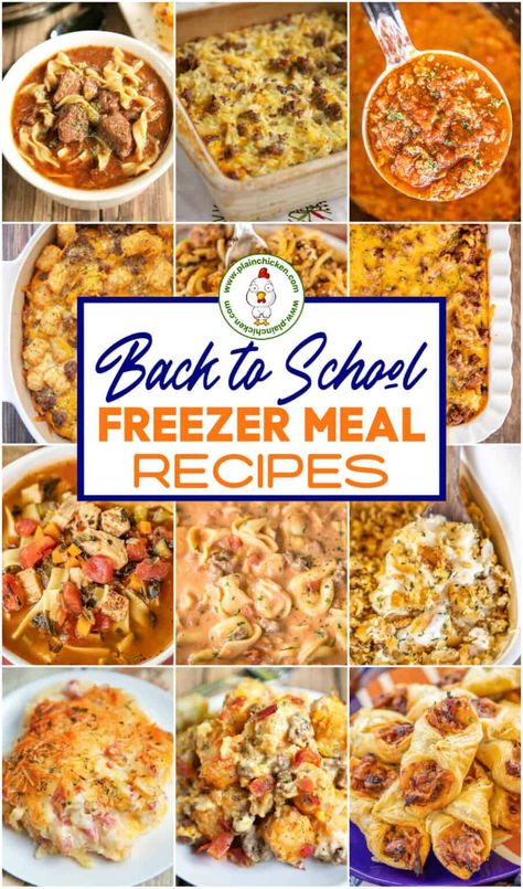 Back to School Freezer Meal Recipes - 25 freezer meals to make the new school year a breeze. Casseroles, soups, quiche, breakfast, and our favorite pasta sauce. Freezer meals are great for those times when you are in a rush, don’t know what to make, or just want to make it easy for yourself. All of the recipes are easy to prepare and will easily feed a family of four. #freezermeal #casseroles #soup #mealprep Easy Freezer Dump Meals, Freezer Meal Casseroles Make Ahead, Meal Prep Necessities, Easy Freezer Dinners, Meal Prep For Freezer Dinners, Drop Off Meals Families, Make Ahead And Freeze Meals, Frozen Meal Prep Recipes, Freezer To Oven Meals