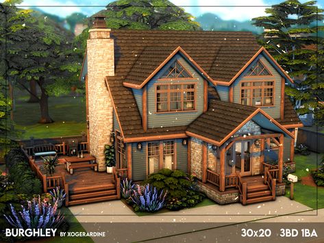 The Sims 4 House Exterior, Sims 4 Cute House Layout, Sims4 Inspiration House, Sims 3 Building Ideas, Sims Front Yard, Sims 3 Bedroom House, Sims 4 Cute House Ideas, Sims 4 House Layout 4 Bedroom, Sims 4 Floor Plans With Grid