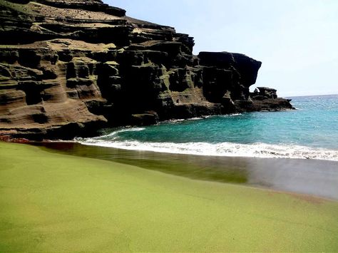 Green Sand Beach, Hawaii... one of only two in the whole world! Green Sand Beach Hawaii, Beaches Hawaii, Hawaii Islands, Green Sand Beach, South Point, Poipu Beach, Green Sand, Beach Hawaii, Green Beach