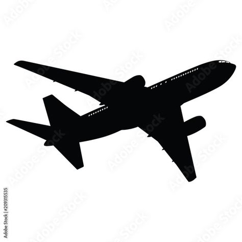 Stock Image: Airplane silhouette Ink Reference, Plane Silhouette, Airplane Silhouette, Airplane Drawing, Steel Art, Cookie Art, Tattoo Inspo, Adobe Stock, Wall Decals