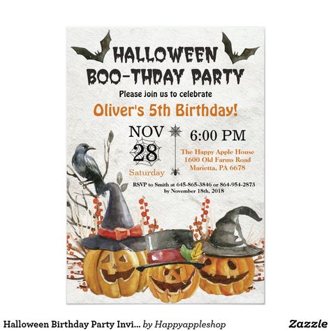 Halloween Birthday Party Invitation October Birthday Invitations, Costume Party Invitations Birthday, Costume Birthday Party Kids Invitations, Halloween First Birthday Invitations, Witch Birthday Party Invitations, Halloween Invitations Kids, Halloween Theme Birthday, Halloween Birthday Party Invitations, Pumpkin Halloween Costume