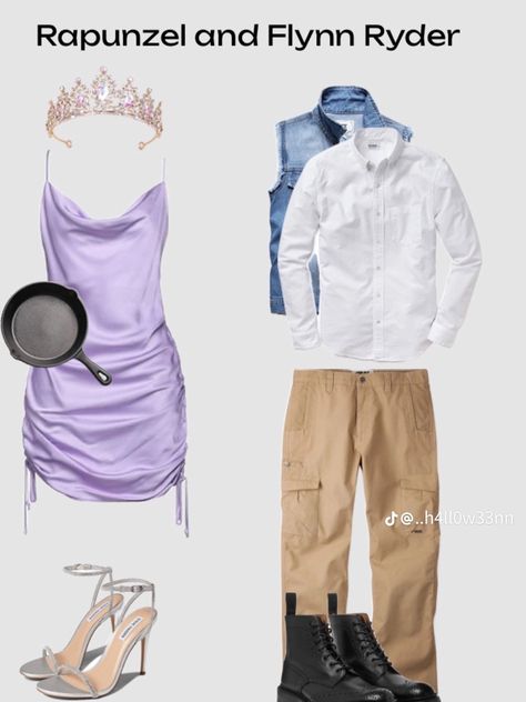 Tangled Costume Couple, Diy Rapunzel Costume Women, Rapunzel And Eugene Costume, Rapunzel And Flynn Costume, Purple Dress Costume, Halloween Costumes Harry Potter, Tangled Rapunzel Costume, Rapunzel Halloween Costume, Tangled Costume