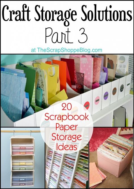 Paper. The most loved supply of scrapbookers. We all probably have too much of it, am I right? If you struggle to keep yours organized then head over to The Scrap Shoppe for a round up of 20 scrapbook paper storage ideas. Papercraft Storage Ideas, Storing Scrapbook Paper, Scrapbook Organizing Ideas, Scrapbook Paper Storage Ideas, Paper Storage Ideas, Fabric Storage Solutions, Scrapbooking Room, Scrapbook Paper Storage, Craft Storage Solutions