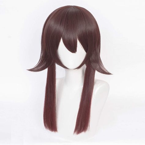 Wig With Ponytail, Hu Tao Cosplay, Cut Your Own Bangs, Girls Halloween Party, Brown Ponytail, Synthetic Curly Hair, Bangs For Women, Curly Hair Wig, Hu Tao