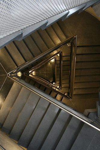 triangular staircase #Decoration #homedecor #homedesign #homeideas Triangular Stairs, Triangular Staircase, Triangle Stairs, Interesting Stairs, Triangle Building, Architecture Memes, Staircase Architecture, Restaurant Layout, Stair Plan