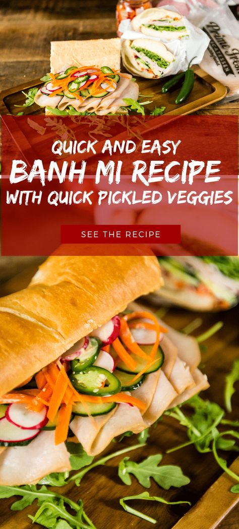 Pickled Veggies For Bahn Mi, Quick Pickled Veggies, Banh Mi Recipe, Quick Pickled Vegetables, Fun Lunches, Bahn Mi, Carnivore Recipes, Quick Pickled, Marinated Tofu