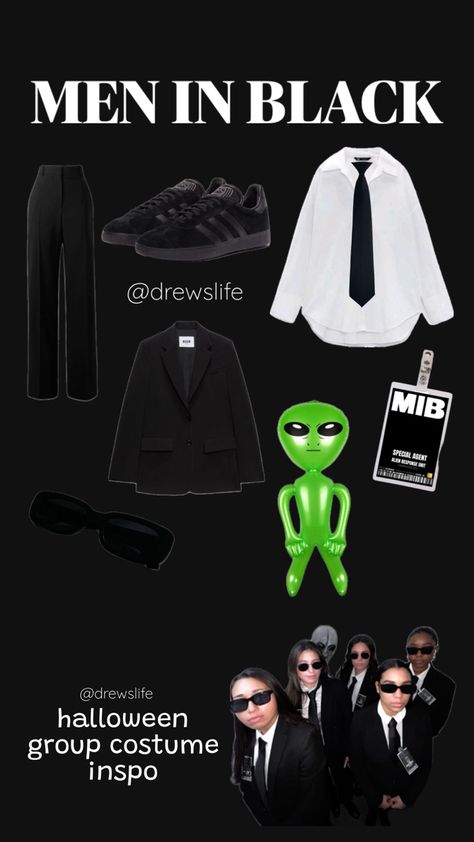 men in black aesthetic it girl halloween group costume inspo alien tips group Men In Black Aesthetic, Men In Black Costume, It Girl Halloween, Halloween Group, Costume Inspo, Black Costume, Men In Black, Group Costumes, Girl Halloween