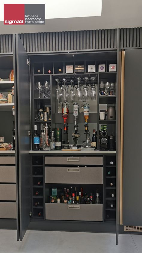 Opulent Kitchen, Alcohol Storage, Drinks Storage, Drink Storage, Bar Storage, Kitchen Showroom, Kitchen Company, High End Kitchens, Alcohol Bottles