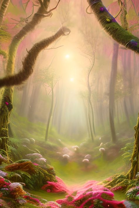 Design features a digital art image of a mythical forest aesthetic. Mythical Forest Aesthetic, Forest Aesthetic Art, Mythical Forest, Mythic Creatures, Photoshop Wallpapers, Fairytale Aesthetic, Forest Aesthetic, Forest Backdrops, Forest Background