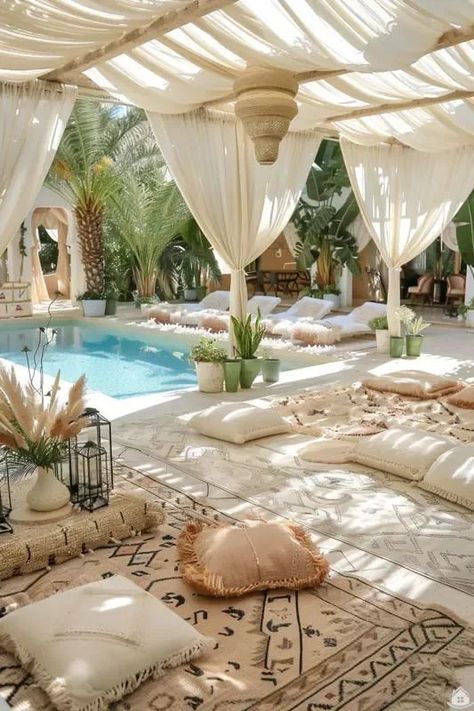 Boho Porch, Boho Backyard, Boho Patio, Patio Pergola, Backyard Spaces, Outside Living, Backyard Inspo, Outdoor Decor Backyard, Back Porch Ideas