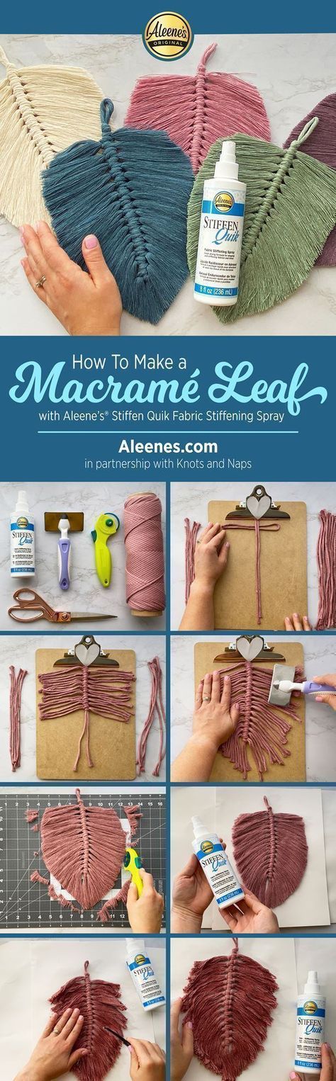 How To Make a Macrame Leaf with Fabric Stiffener Macrame Puff Ball, Enterprise Ideas, Diy Macrame Wall Hanging, Macrame Designs, Crafts 2023, House Improvement, Macrame Leaf, Pola Macrame, Macrame Feathers