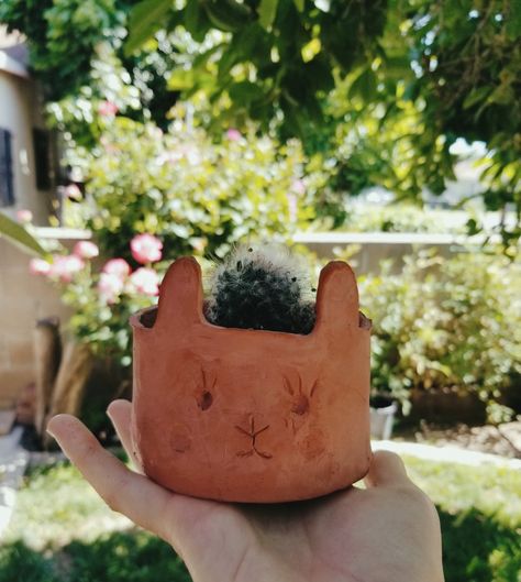 Air Dry Clay Rabbit, Air Hardening Clay Ideas, Air Dry Clay Flower Pots, Self Hardening Clay Ideas, Air Dry Clay Pots, Air Dry Clay Pot, Self Hardening Clay, Diy Air Dry Clay Projects, Plant Parenting