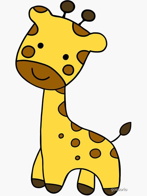 "Cute Cartoon Giraffe" Sticker for Sale by gossorio | Redbubble Girrafe Aesthetic Drawing, Giraffe Painting Easy, Cute Giraffe Drawing, Giraffe Sticker, Giraffe For Kids, Giraffe Cute, Giraffe Cartoon, Tshirt Printing Business, Giraffe Drawing