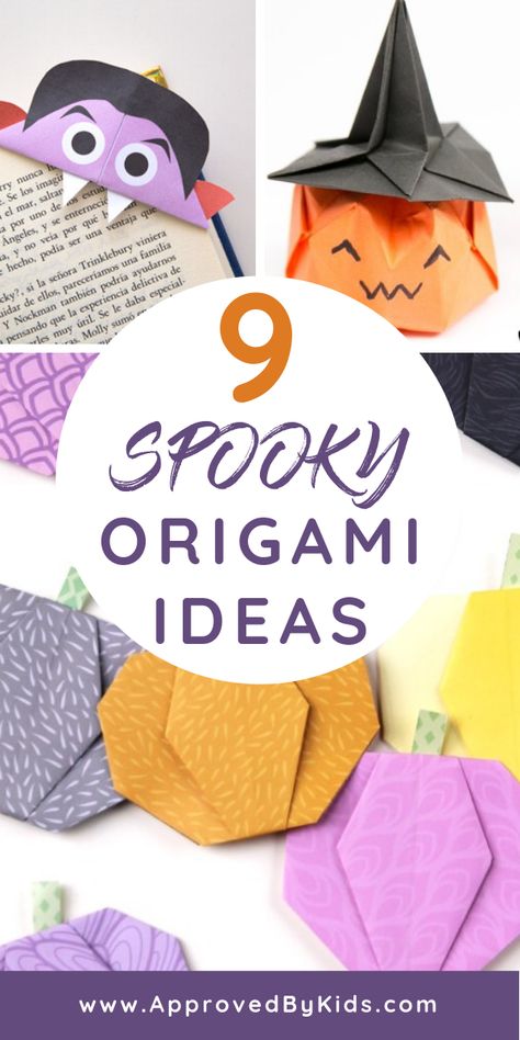 9 Spooky Halloween Origami Ideas - Easy amd fun for adults and kids. Get in the Halloween Spirit with these step-by-step instructions for how to make bats, pumpkins, ghosts and more! You will love this fun Halloween kids craft! Library Take And Make Crafts For Adults, Fall Origami Decor, Easy Halloween Origami For Kids, Origami Pumpkin For Kids, Halloween Origami For Kids, Easy Halloween Origami, Halloween Origami Step By Step, Middle School Crafts Projects, Halloween Origami Easy