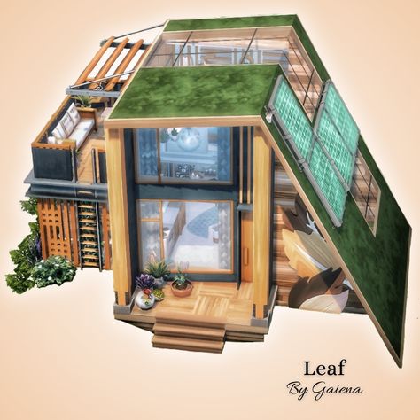 Leaf Tiny House 63/64 tiles #sims4tinyliving Simple house for a simple life. In a modern style, made only with eco lifestyle extension pack and base game. ID Gaiena Social Media Gaiena Sims #sims4buildsnocc #sims #sims4 #ts4 #sims4ecolifestyle #sims4 #evergreenharbor #tinyhouse #showmeyourbuilds @thesims #sccregram Off The Grid Sims 4 House, Sims 4 Eco House Floor Plan, One Story Sims House, Eco Lifestyle Sims 4 House, Eco Lifestyle Sims 4, Eco House Sims 4, Sims 4 Eco Lifestyle House, Sims 4 Micro House, Sims 4 Eco House