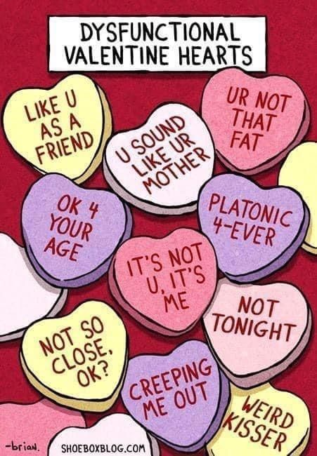 Valentines For Singles, Dysfunctional Relationships, Under Your Spell, Anti Valentines Day, Conversation Hearts, Valentine Hearts, Candy Hearts, My Funny Valentine, Valentine's Day Quotes