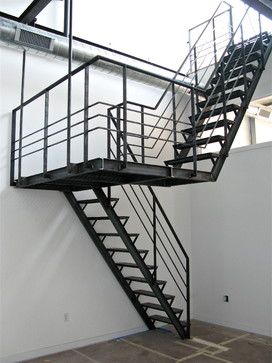 Overview industrial-staircase Interior Stairs Modern, Designs For Stairs, Industrial Stairs Railing, Switchback Stairs, Build A Staircase, Industrial Staircase Design, Staircases Modern, Stairway Ideas, Staircase Metal