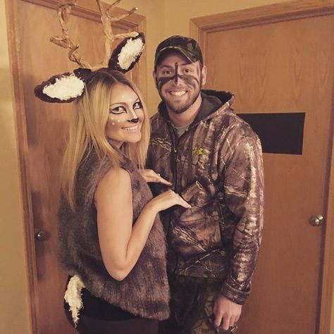 Halloween Couples Costume. DIY Deer Headband and Tail. Deer and Hunter. Diy Halloween Couples, Deer Halloween Costumes, Deer Headband, Costumes For Couples, Diy Couples Costumes, Halloween Couples, Deer Costume, Couple Costumes, Couples Costume