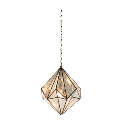 Softly glimmering triangles of silver mercury glass are arranged in an artistic jigsaw presentation for a captivating pendant light that's a work of art. The Jody pendant makes use of antique brushed brass to trace the multifaceted lines and angles of this versatile lighting fixture that adds a stylish complement to so many different looks. This is eye-catching lighting whether used alone or in pairs. | Gabby Jody 1 - Light Unique Geometric Pendant Glass in Gray / Yellow | 20 H x 16 W x 16 D in Gabby Lighting, Unique Pendant Lighting, Stained Glass Pendant, Lines And Angles, Plug In Pendant Light, Brass Light Fixture, Unique Bowls, Bowl Pendant, Single Pendant Lighting