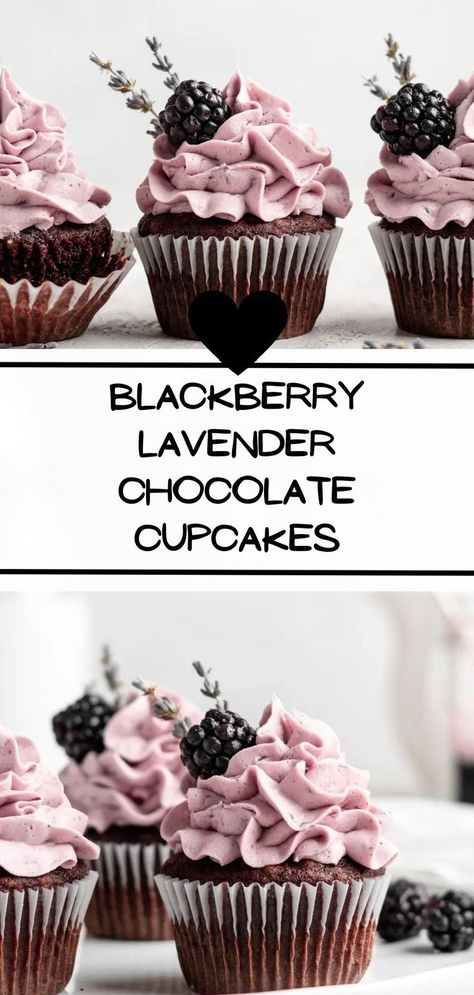 Lavender Flavored Desserts, Chocolate Blackberry Cupcakes, Recipes With Lavender Extract, Lavender Blackberry Cake, Fruity Cupcake Flavors, Fancy Mini Cupcakes, Housewarming Desserts, Baking Nook, Lavender Dessert Recipes