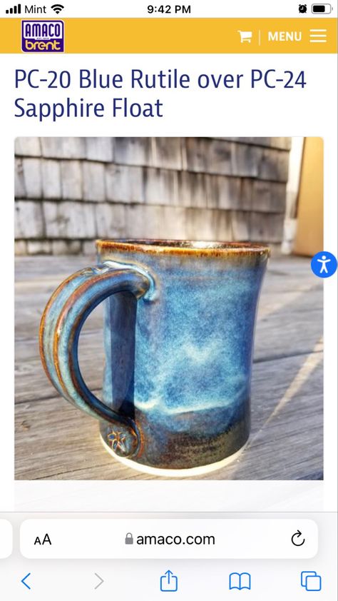 Sapphire Float Glaze, Blue Rutile, Glaze Ideas, Tile Color, Pottery Ideas, Color Tile, Beer Mug, Ceramic Pottery, Beer Glasses