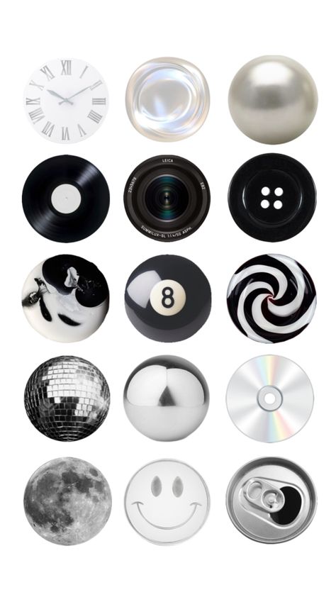 Clock. Pearl. Cd. Vyn. Camera. Button. Paint. Pool. Swirl. Mirrorball. Silver sphere. CD. Moon. Happy face. Can Ig Icons Highlights Aesthetic, Cd Idea, Circle Collage, Easy Pixel Art, Desktop Wallpaper Art, Digital Business Card, Clock Art, Face Stickers, Instagram Feed Ideas