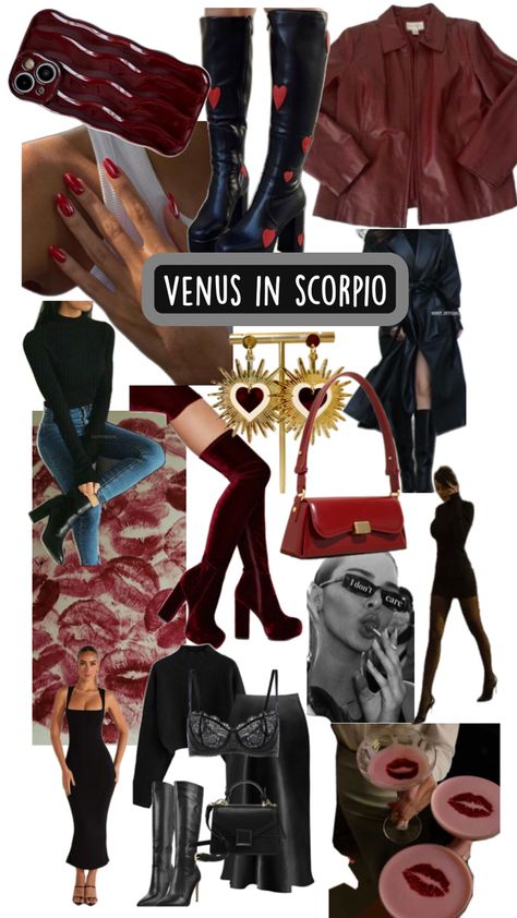 Femme fatale aesthetic Dress Like Your Venus Sign, Venus In Scorpio, Scorpio Aesthetic, Scorpio Fashion, Deep Autumn Palette, Venus Sign, Study Outfit, Scorpio Girl, Venus Fashion